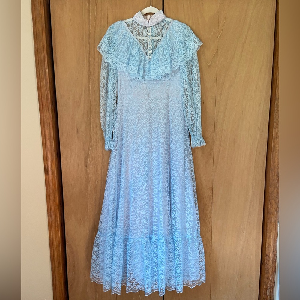 Elegant Light Blue Lace Dress